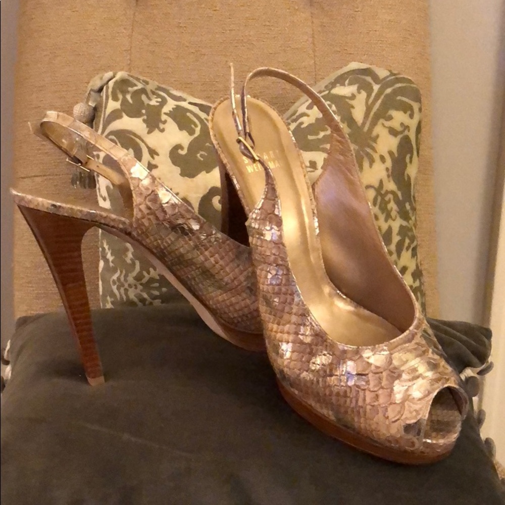 Stuart Weitzman Avalon Open Toe Slingbacks
